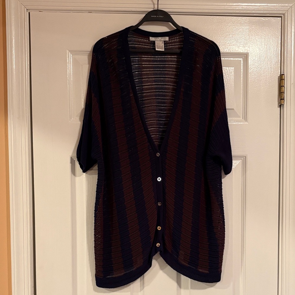 Alberto Makali Navy and Brown Cardigan